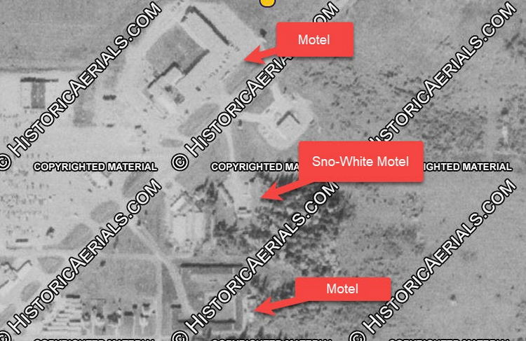 Sno-White Motel - 1975 Aerial (newer photo)
